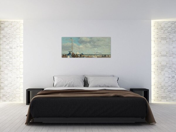 Kép - Eugène Boudin, Beach at Trouville, reprodukciók (120x50 cm)