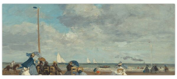 Kép - Eugène Boudin, Beach at Trouville, reprodukciók (120x50 cm)