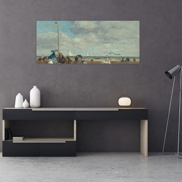 Kép - Eugène Boudin, Beach at Trouville, reprodukciók (120x50 cm)
