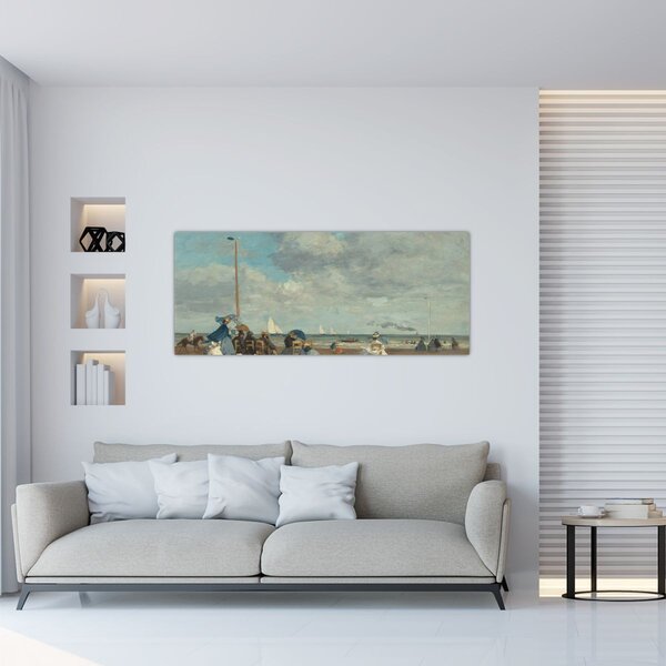 Kép - Eugène Boudin, Beach at Trouville, reprodukciók (120x50 cm)
