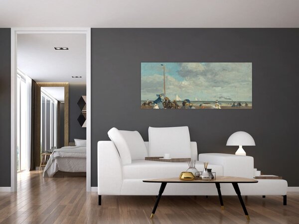 Kép - Eugène Boudin, Beach at Trouville, reprodukciók (120x50 cm)