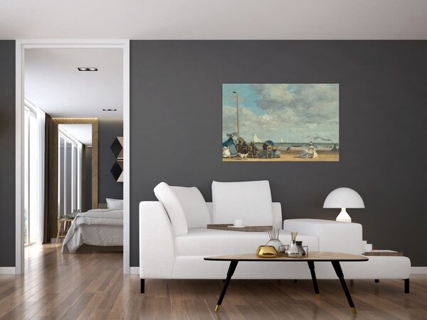 Kép - Eugène Boudin, Beach at Trouville, reprodukciók (90x60 cm)