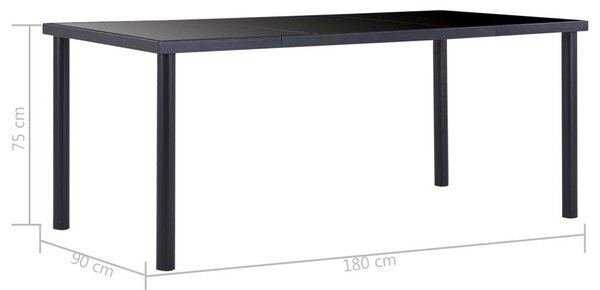 VidaXL Étkezőasztal - Fekete Edzett Üveg - 180x90 cm