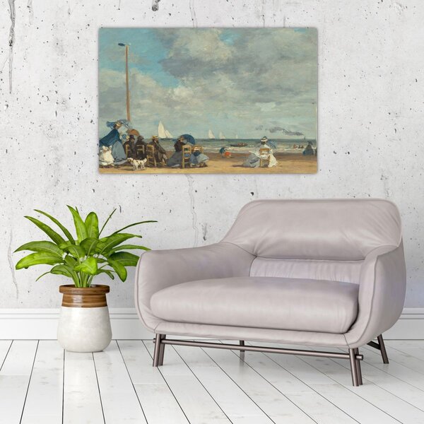 Kép - Eugène Boudin, Beach at Trouville, reprodukciók (90x60 cm)