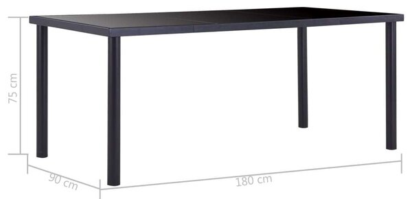 VidaXL Étkezőasztal - Fekete Edzett Üveg - 180x90 cm