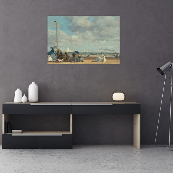 Kép - Eugène Boudin, Beach at Trouville, reprodukciók (90x60 cm)