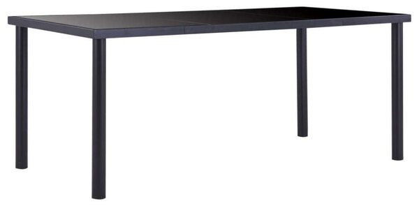 VidaXL Étkezőasztal - Fekete Edzett Üveg - 180x90 cm