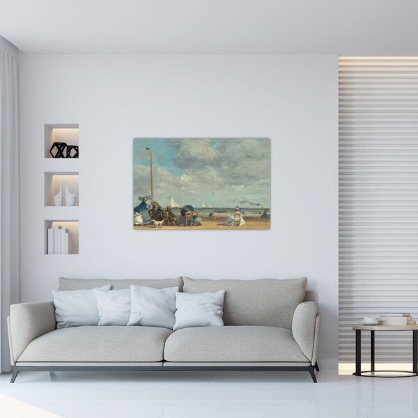 Kép - Eugène Boudin, Beach at Trouville, reprodukciók (90x60 cm)