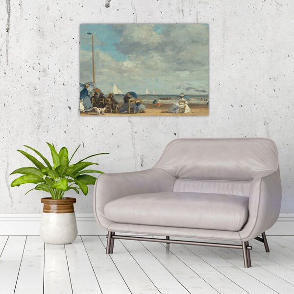 Kép - Eugène Boudin, Beach at Trouville, reprodukciók (70x50 cm)