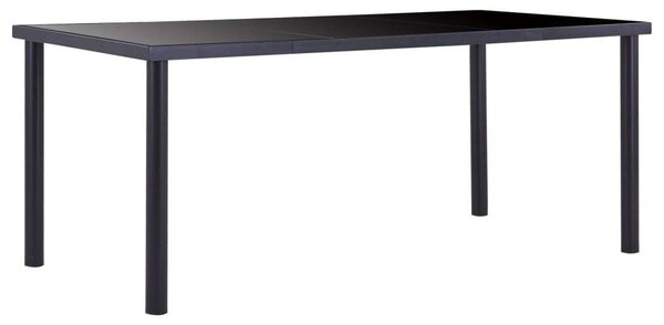 VidaXL Étkezőasztal - Fekete Edzett Üveg - 180x90 cm
