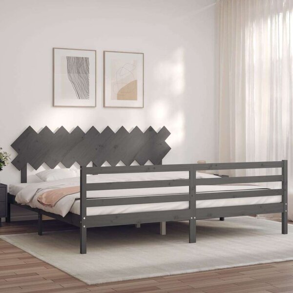 VidaXL Tömörfa Ágy - 200x200 cm - Szürke