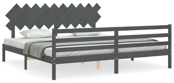 VidaXL Tömörfa Ágy - 200x200 cm - Szürke