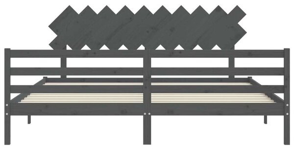 VidaXL Tömörfa Ágy - 200x200 cm - Szürke