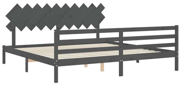 VidaXL Tömörfa Ágy - 200x200 cm - Szürke