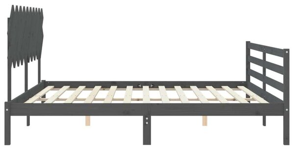 VidaXL Tömörfa Ágy - 200x200 cm - Szürke