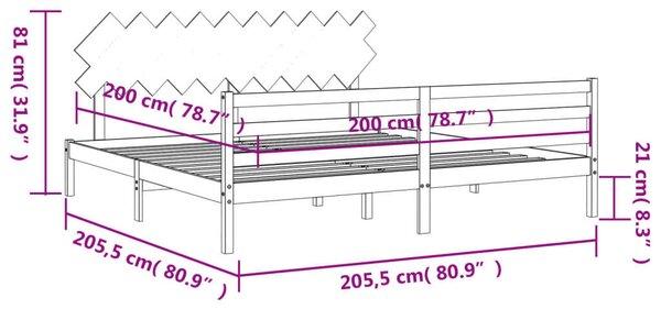 VidaXL Tömörfa Ágy - 200x200 cm - Szürke