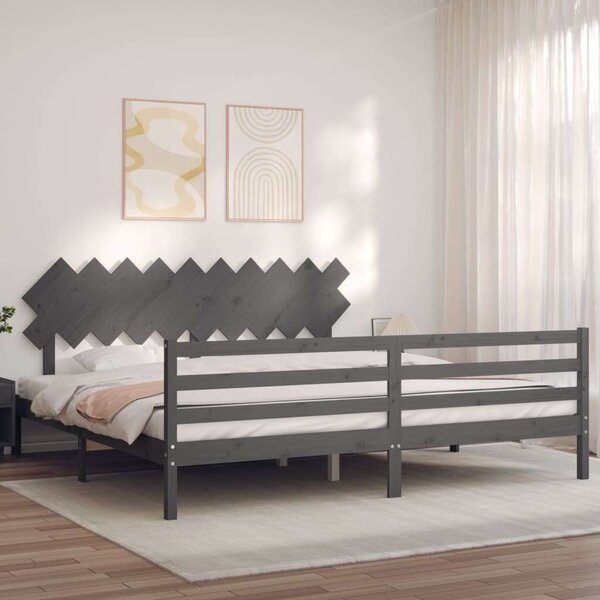 VidaXL Tömörfa Ágy - 200x200 cm - Szürke