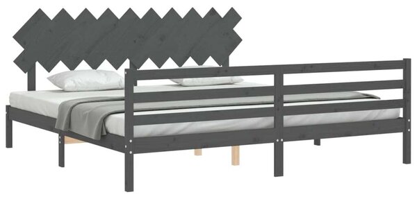 VidaXL Tömörfa Ágy - 200x200 cm - Szürke