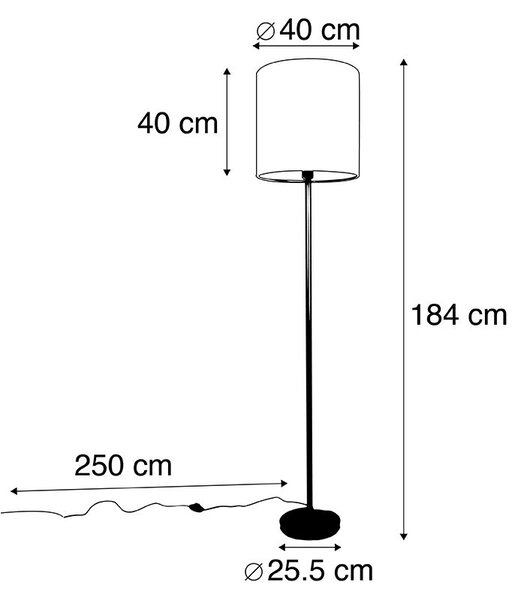 Modern állólámpa fekete bézs buklé árnyékolóval 40 cm - Simplo