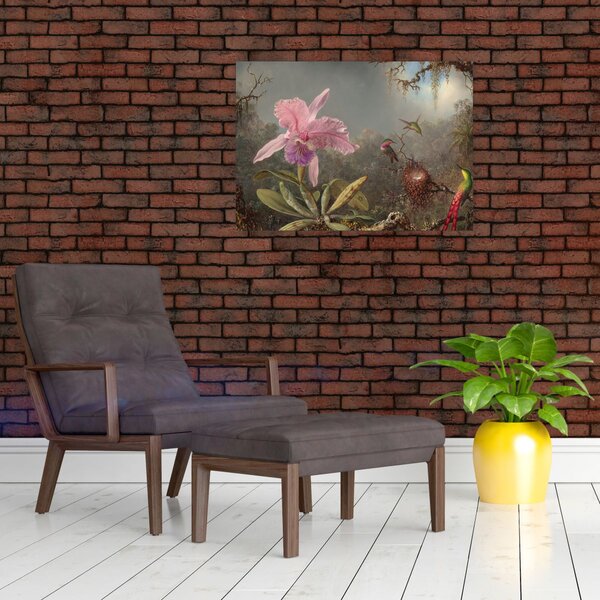 Kép - Martin Johnson Heade, Cattleya Orchid and Three Hummingbirds, reprodukciók (70x50 cm)