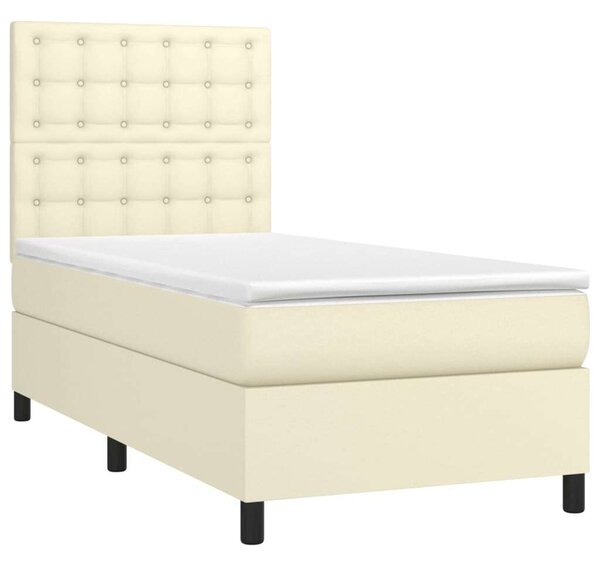 VidaXL krémszínű műbőr rugós ágy matraccal és LED-del 90x200 cm