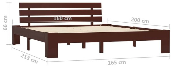 VidaXL sötétbarna tömör fenyőfa ágykeret 160 x 200 cm