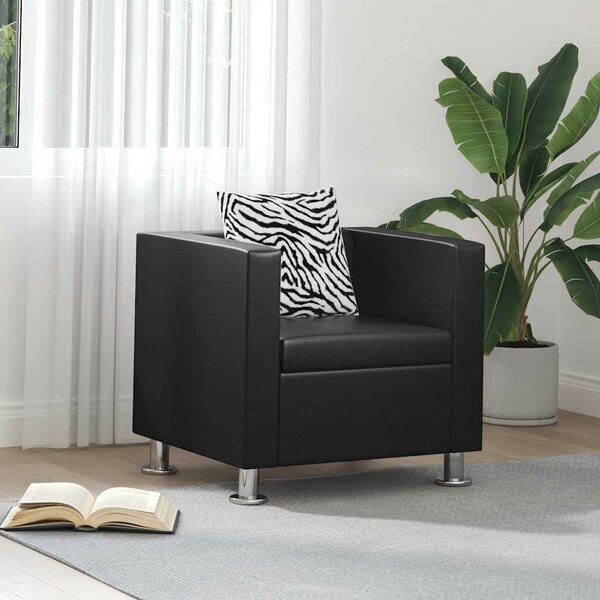 VidaXL Fekete Műbőr Fotel - 70x62.5x63 cm