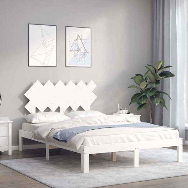 VidaXL Fehér Fenyőfa Ágykeret - 120x200 cm