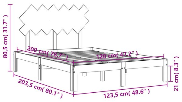 VidaXL Fehér Fenyőfa Ágykeret - 120x200 cm