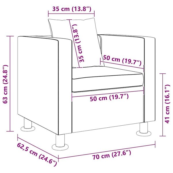 VidaXL Fekete Műbőr Fotel - 70x62.5x63 cm