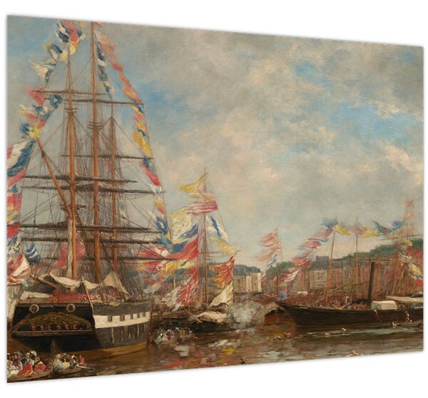 Kép - Eugène Boudin, Festival in the Harbor of Honfleur, reprodukciók (70x50 cm)