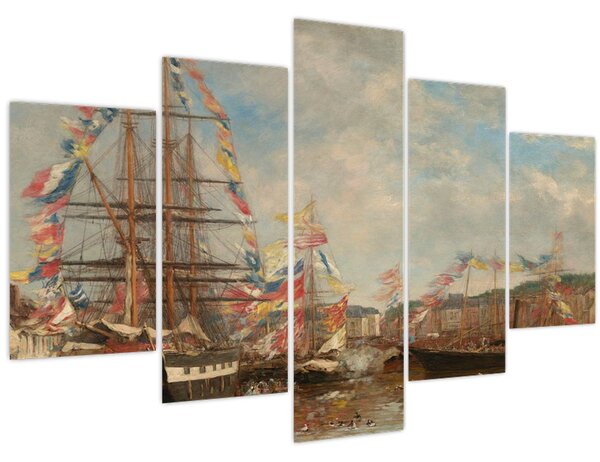 Kép - Eugène Boudin, Festival in the Harbor of Honfleur, reprodukciók (150x105 cm)