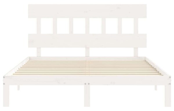 VidaXL Fehér Tömörfa Ágykeret - Fejtámlával - 160x200 cm