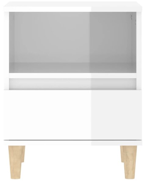 2 db magasfényű fehér éjjeliszekrény 40x35x50 cm
