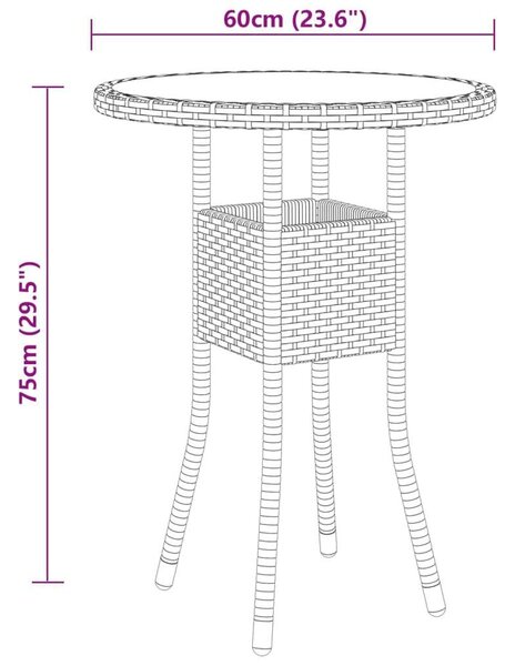 VidaXL 3 részes szürke polyrattan kerti bisztrószett