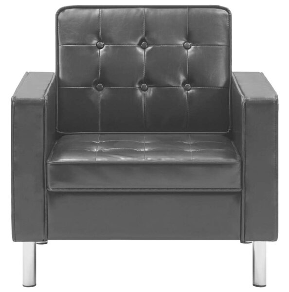 VidaXL Fekete Műbőr Fotel - Chesterfield Stílus - 75x70x75 cm