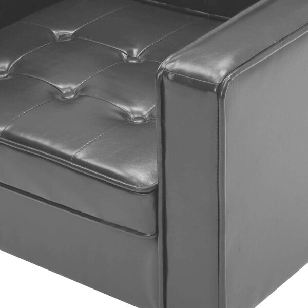 VidaXL Fekete Műbőr Fotel - Chesterfield Stílus - 75x70x75 cm