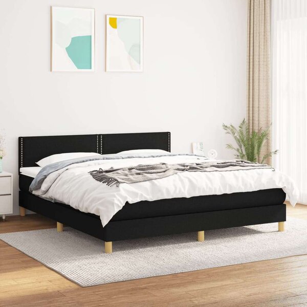VidaXL fekete szövet rugós ágy matraccal 160x200 cm