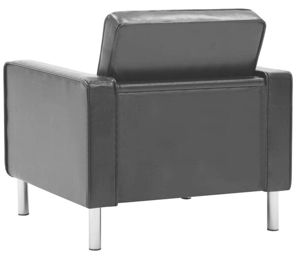 VidaXL Fekete Műbőr Fotel - Chesterfield Stílus - 75x70x75 cm