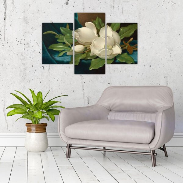 Kép - Martin Johnson Heade, Giant Magnolias on a Blue Velvet Cloth, reprodukciók (90x60 cm)