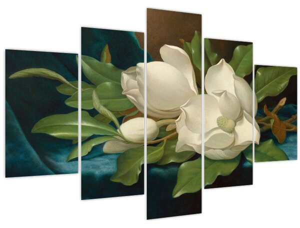 Kép - Martin Johnson Heade, Giant Magnolias on a Blue Velvet Cloth, reprodukciók (150x105 cm)