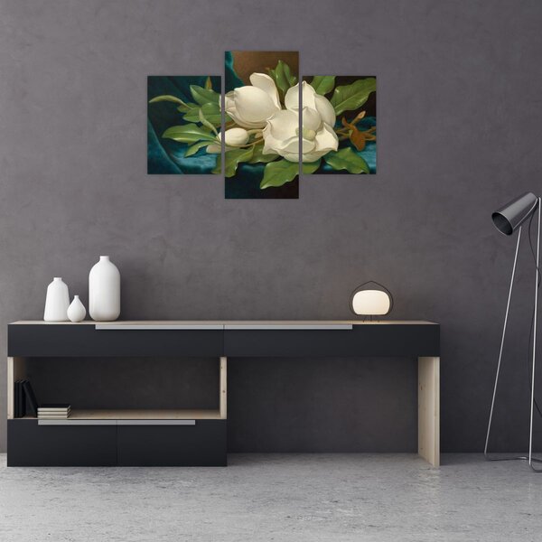 Kép - Martin Johnson Heade, Giant Magnolias on a Blue Velvet Cloth, reprodukciók (90x60 cm)