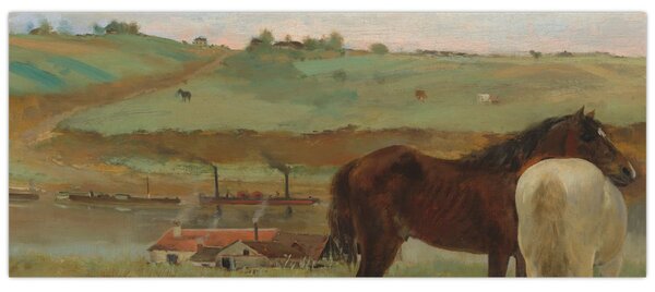 Kép - Edgar Degas, Horses in a Meadow, reprodukciók (120x50 cm)