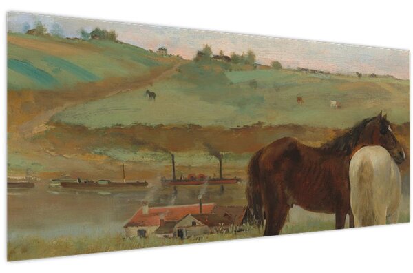 Kép - Edgar Degas, Horses in a Meadow, reprodukciók (120x50 cm)