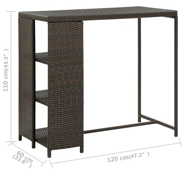 VidaXL barna polyrattan kerti tárolóláda 120 x 60 x 110 cm
