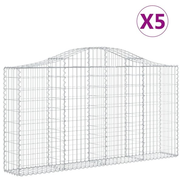 5 db íves horganyzott vas gabion kosár 200x30x100/120 cm