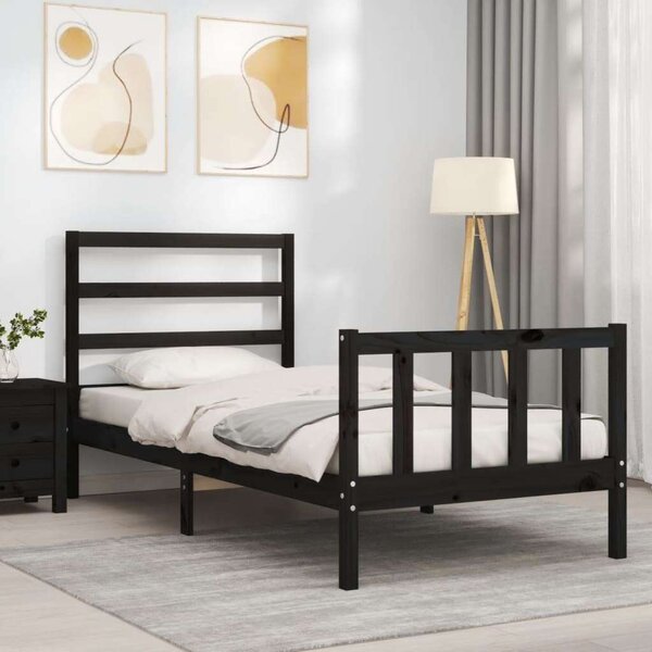 VidaXL Fekete Tömörfa Ágy - Kiságy - 75x190 cm