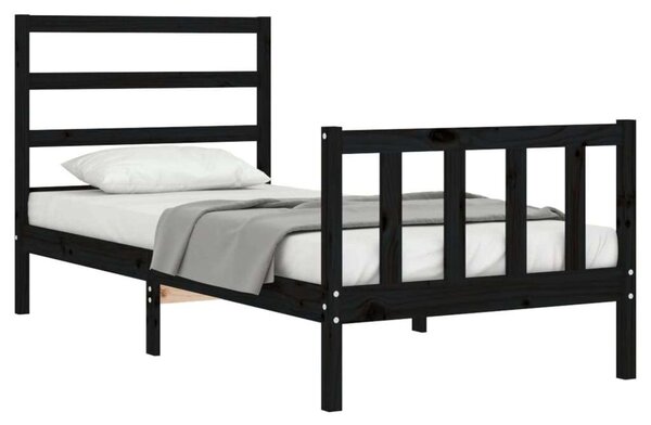 VidaXL Fekete Tömörfa Ágy - Kiságy - 75x190 cm