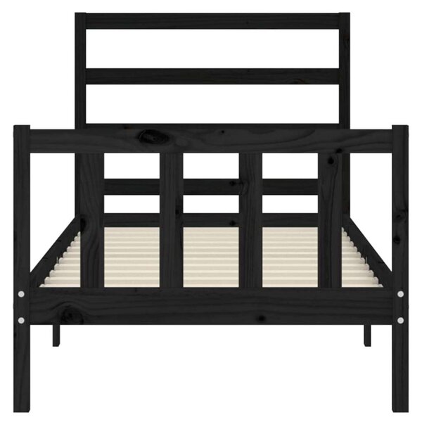 VidaXL Fekete Tömörfa Ágy - Kiságy - 75x190 cm
