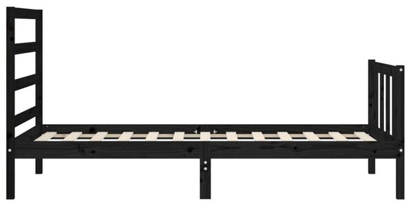 VidaXL Fekete Tömörfa Ágy - Kiságy - 75x190 cm
